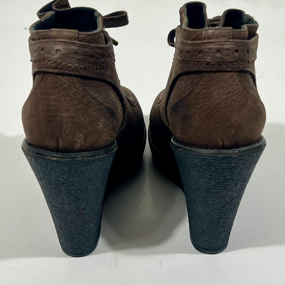 Burberry Prorsum Brown Leather Platform Wedge Booties Women's Size EU 37.5 US 7 - Picture 5 of 14